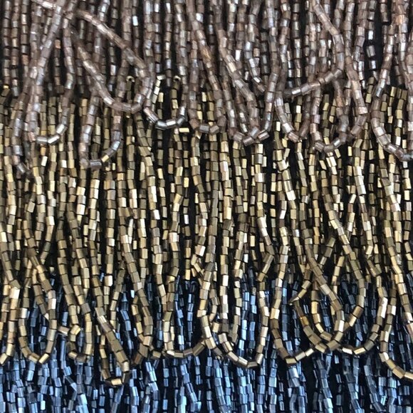 Lulu Satin Metallic Beaded Fringe Crossbody Bag - NEW - Picture 6 of 9